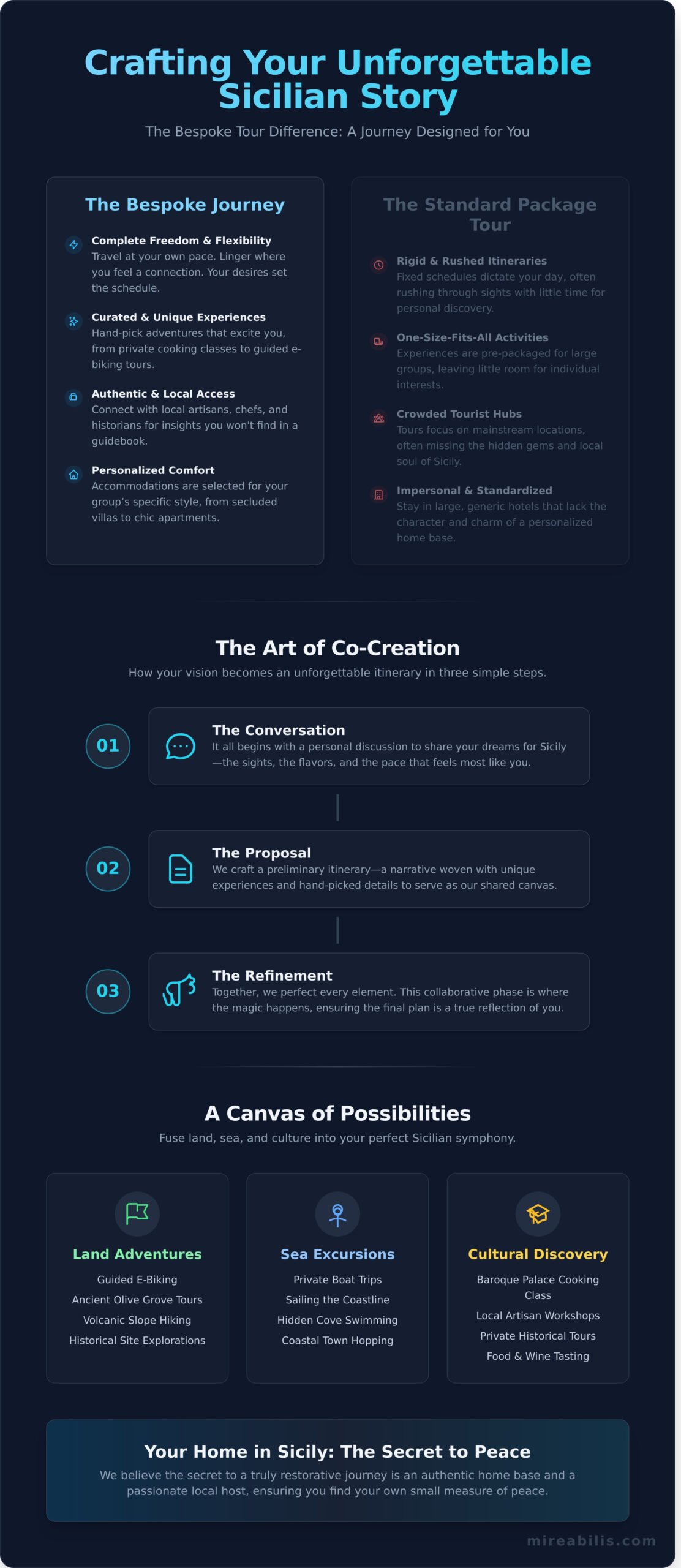 Bespoke Sicily Tours: Crafting Your Unforgettable Group Adventure - Infographic