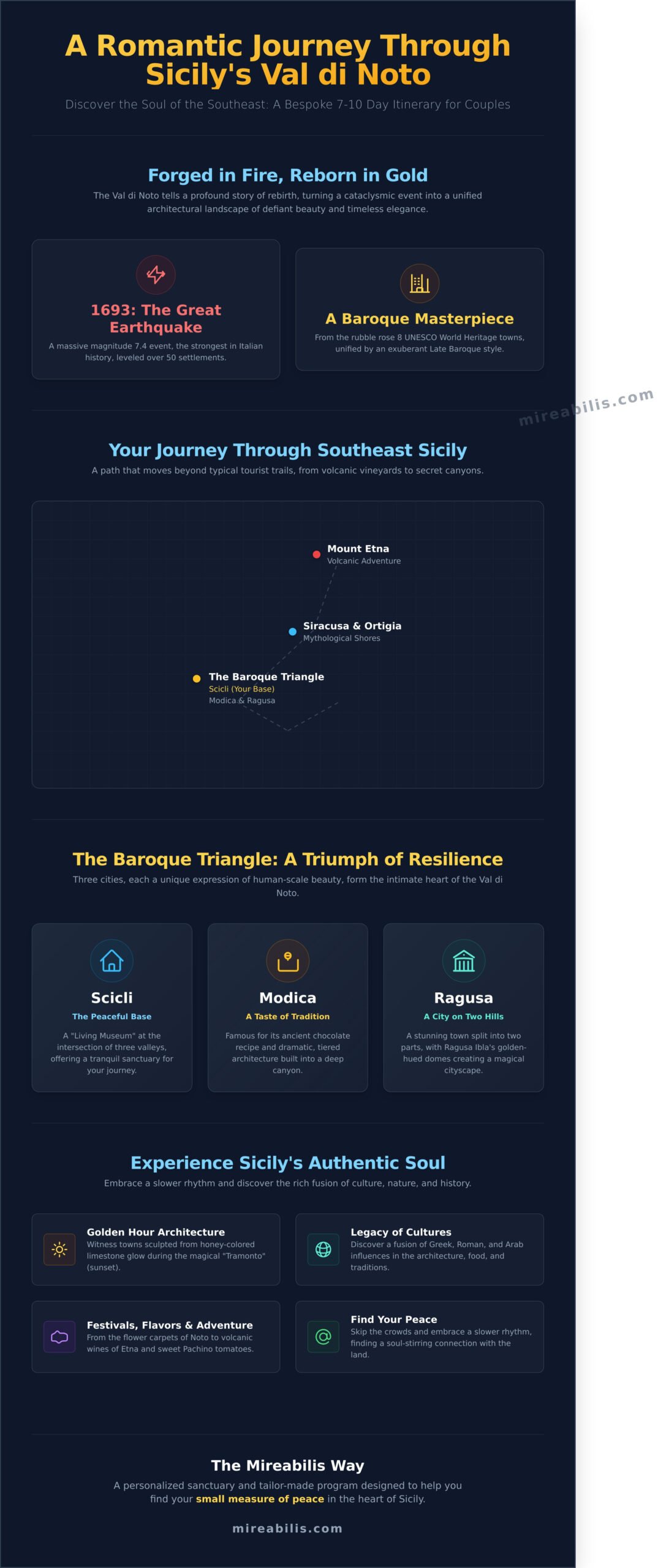 A Romantic Sicily Itinerary for Couples: The Ultimate Guide to the Baroque Southeast - Infographic