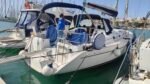 Beneteau Cyclades 43.3 //
https://www.beneteau.com/cyclades/cyclades-433
//
Capacity:
8 persons max. - cruise mode (3x2/cabbins + 2/salon)
10-11 persons max. - day sailing
//
Interior:
3 double ensuite cabbins + salon/galley
//
Hull (mono, glassfibre):
13.26m(LOA), 4.43(beam), 1.90m(draft)
8980 Kg(displacement), 2900Kg(ballast)
//
Rigging (Bermuda):
15.45m(mast), 5.35m(boom), 39.85sqm(mainsail), 36sqm(jib)=75.85sqm
//
Motor (diesel):
Yanmar 56hp(42KW)
//
Year:2006
//
Extras:
Portable petrol electric generator//
220V/AC air conditioning unit//
200W solar panels with inverter and 2400W battery//
5-unit kitchen sink ultra-filtration system//
automatic cool water dispenser//
large USB batteries in each cabin//
Cockpit gas barbeque.