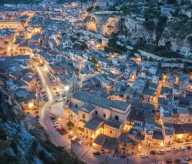 Night panorama of Scicli.
